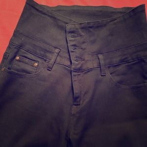 High waisted blue jeans